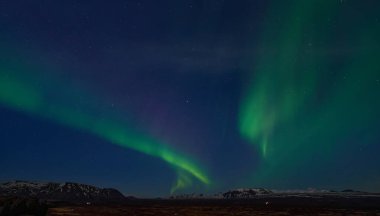 Kuzey Işığı (Aurora) Thingvellir Ulusal Parkı, İzlanda