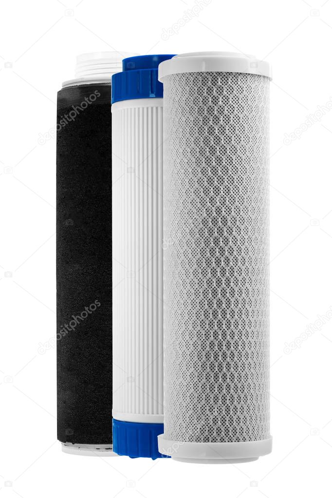 Replaceable cartridges of filters of water purification.