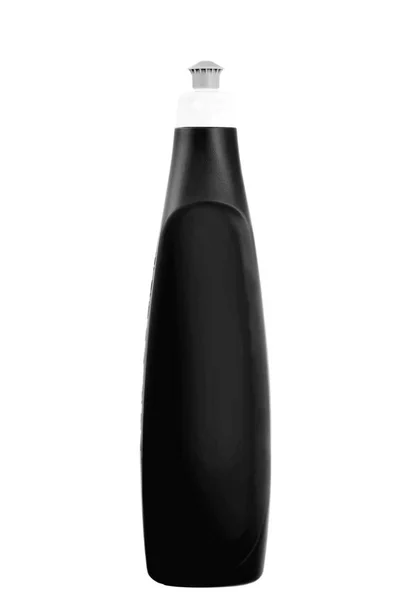Schwarze Plastikflasche zum Reinigen. — Stockfoto