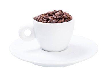Arabica kahve fincan tahıllar ile.