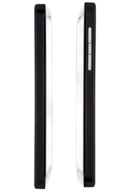 Siyah smartfone ile değmek perde, yan görünüm.