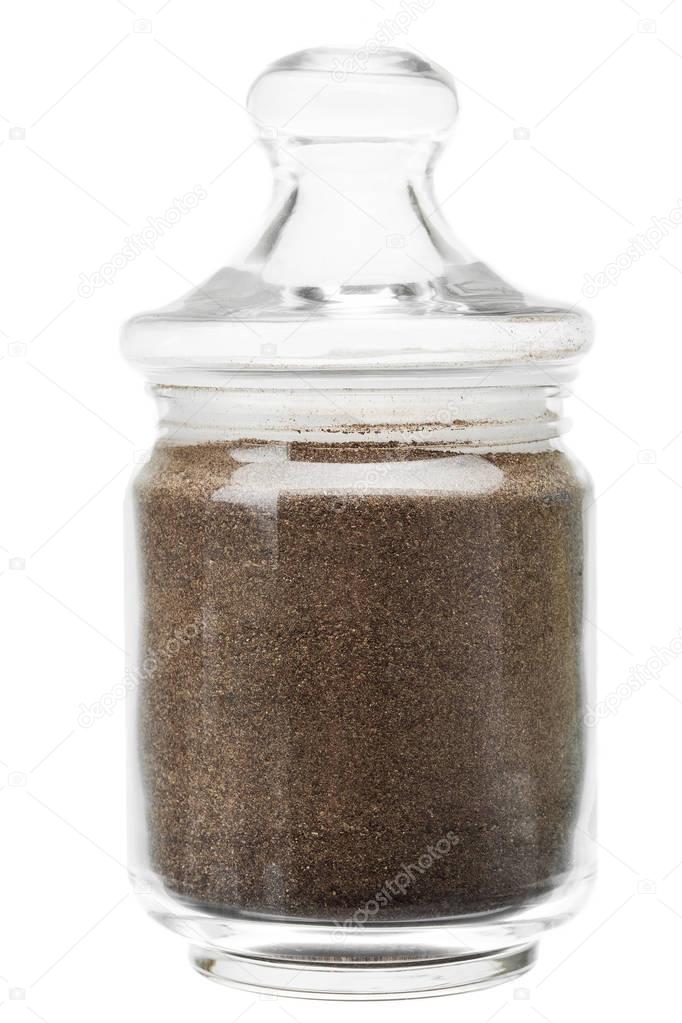 glass jar with spicy spices.