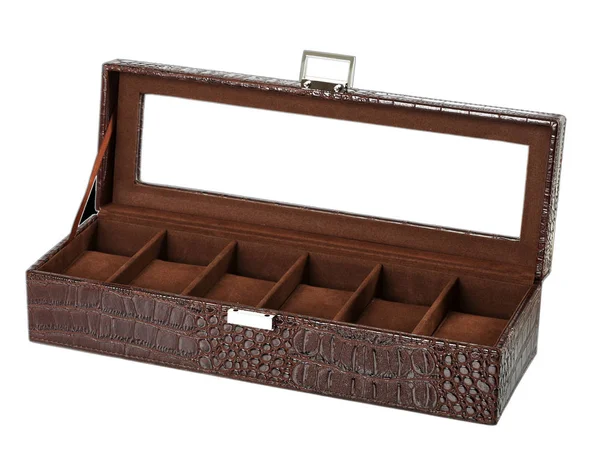 Gift box voor pols watche met huidtextuur. — Stockfoto