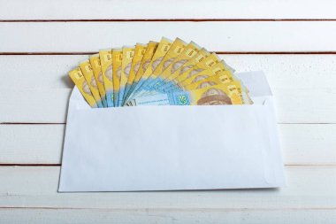 Bir zarf Ukraynalı hryvnia nakit.