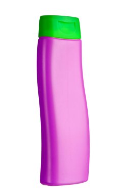 Pembe renk yeşil Kapaklı plastik şişe şampuan.