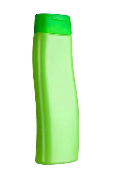 Plastikflaschen-Shampoo grüner Farbe mit grünem Deckel. — Stockfoto