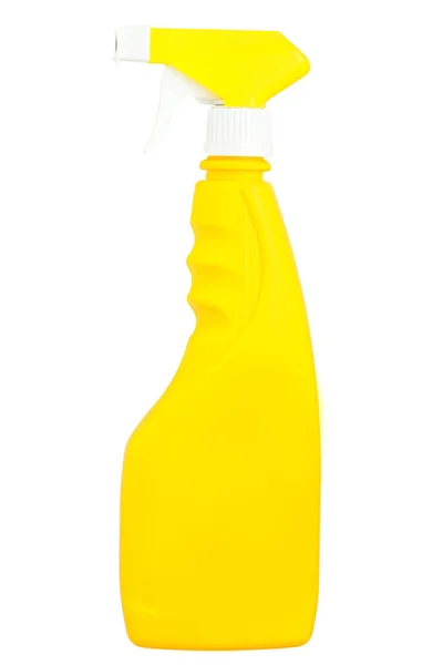 Απλό κίτρινο σκανδάλη πλαστική φιάλη ψεκασμού με διαδρομή αποκοπής. — Φωτογραφία Αρχείου