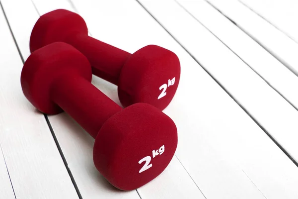 Color dumbbells weight for fitness. — Stock Photo, Image