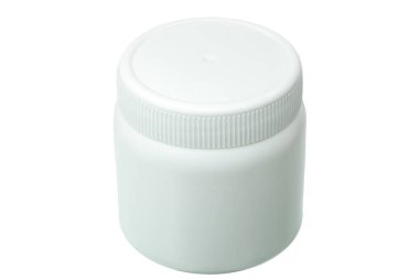 Beyaz plastik şişe ile izole kapak.