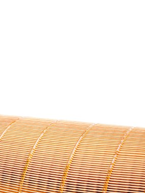 Sarı kağıt araba filtresi, otomatik yedek parça temalı metin için kopyalama alanı olan boş dikey model poster.