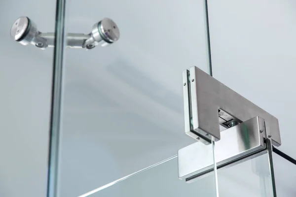 Glass Door Pivot Hinge Fittings Close — Zdjęcie stockowe