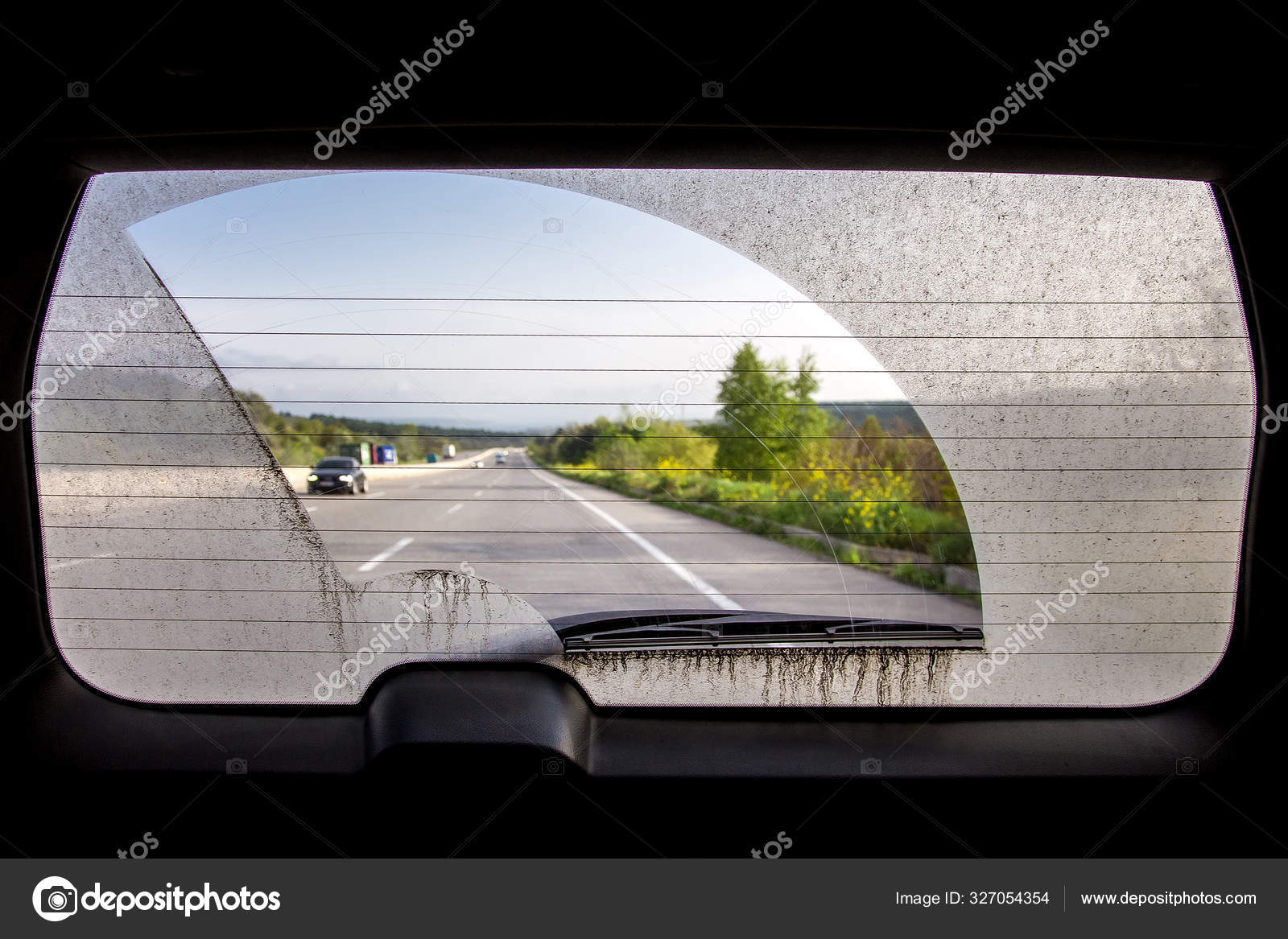 Vue Voiture Sale L'intérieur Voiture Travers Vitre Arrière Vitre