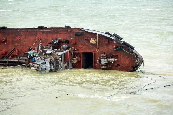 Stengel Van Het Gezonken Schip Zee Vervolgens Wrak Close Niemand — Stockfoto