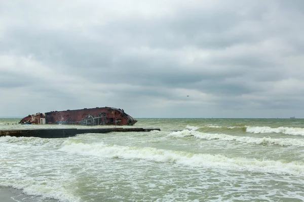 Een Door Mens Veroorzaakte Ramp Aan Kust Liep Vast Het — Stockfoto