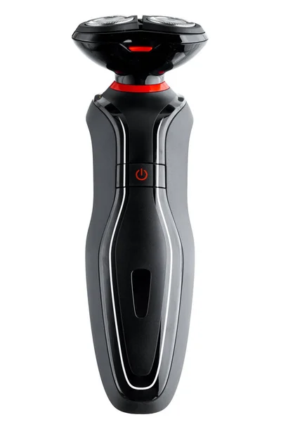 black electric shaver with power button isolated with clipping path.