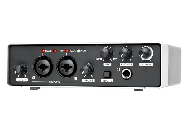 Usb Audio Interface Front Panel Home Recording Mixing External Sound — Stock Photo, Image