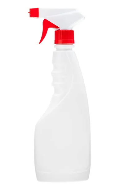 Garrafa Plástico Branco Com Bico Pulverização Vermelho Detergente Para Casa — Fotografia de Stock