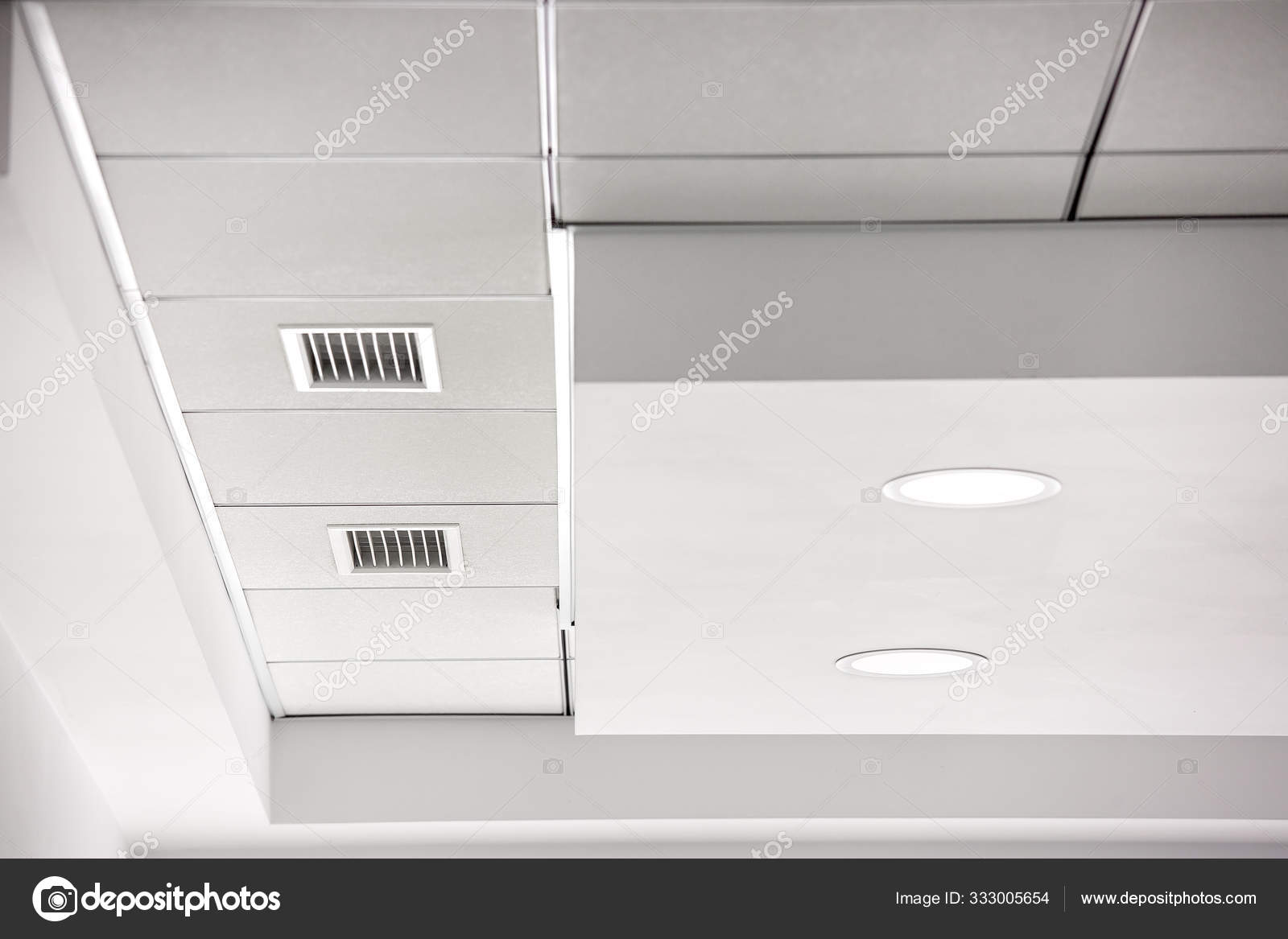 Multi Level Gypsum Plasterboard Ceiling White Square Tile Suspended