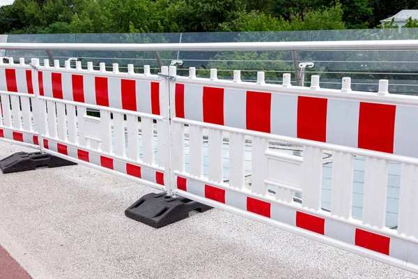 Clôture Avertissement Barrière Endroit Dangereux Sur Pont Verre Personne — Photo