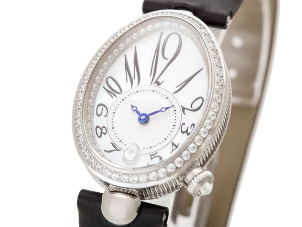 Reloj Pulsera Plata Para Mujer Con Diamantes Preciosos Una Correa — Foto de Stock
