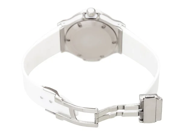 Wristwatch Open Lock Light Rubber Strap Silver Watch Back View — Stock Photo, Image