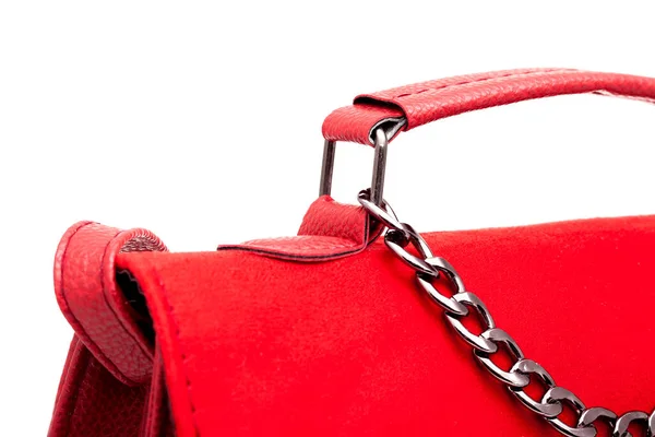 Borsa Colore Rosso Accessorio Femminile Close Manico Dettagli Nessuno — Foto Stock