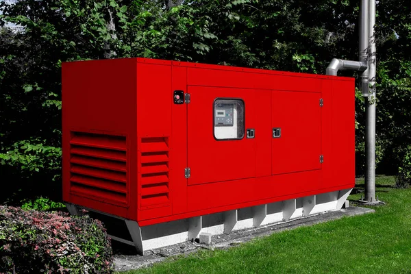 Red Diesel Emergency Generator Uninterruptible Power Supply Fuel Installation Iron — Stock Photo, Image