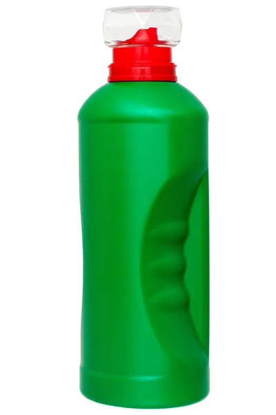 Groen Oneetbaar Plastic Flesje Voor Wasmiddel Met Een Transparante Dop — Stockfoto
