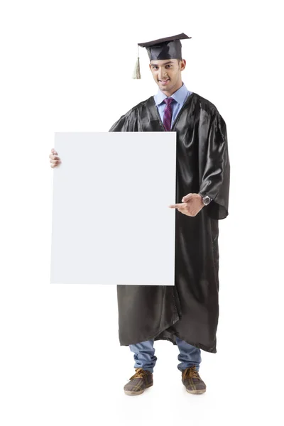 Yüksek lisans öğrencisi holding boş afiş — Stok fotoğraf