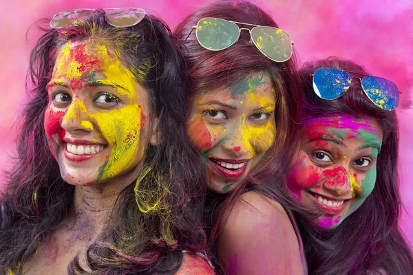 Women  celebrating Holi Color festival — Stock Photo, Image