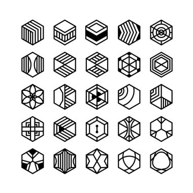 Altıgen geometrik vektör simgesi, süslemesi