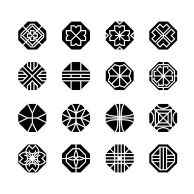 Sekizgen geometrik vektör simgesi, süslemesi