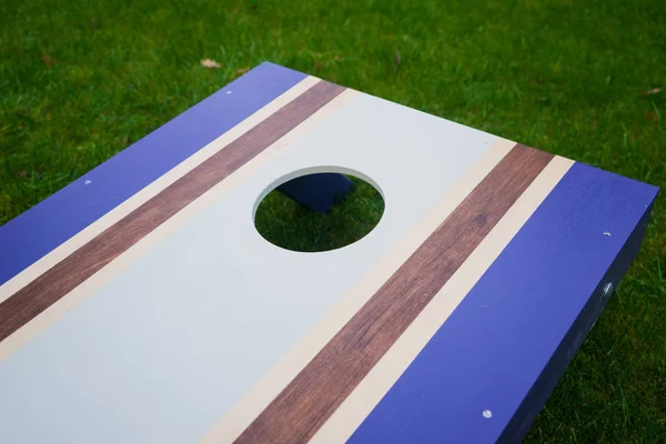 Cornhole Beanbag Toss Wood Game Board Grass — Stock Photo, Image