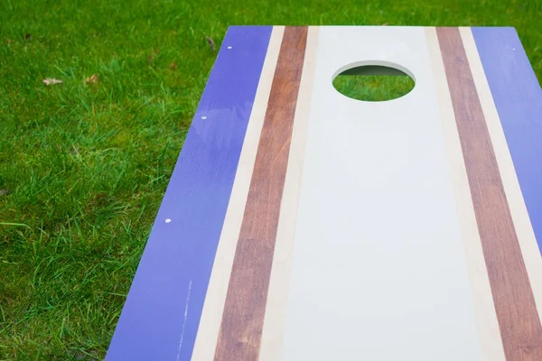 Cornhole Beanbag Toss Wood Game Board Grass — Stock Photo, Image