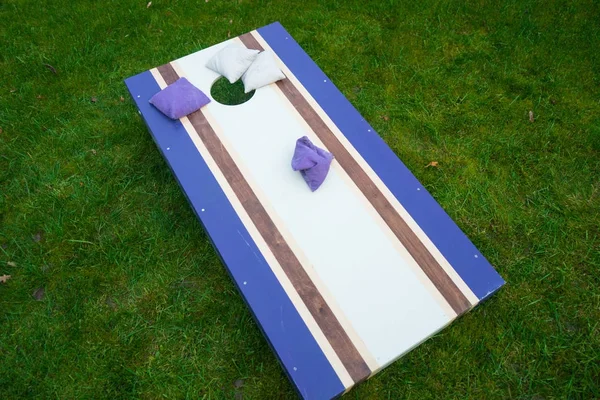 Cornhole Beanbag Toss Wood Game Board Grass — Stock Photo, Image