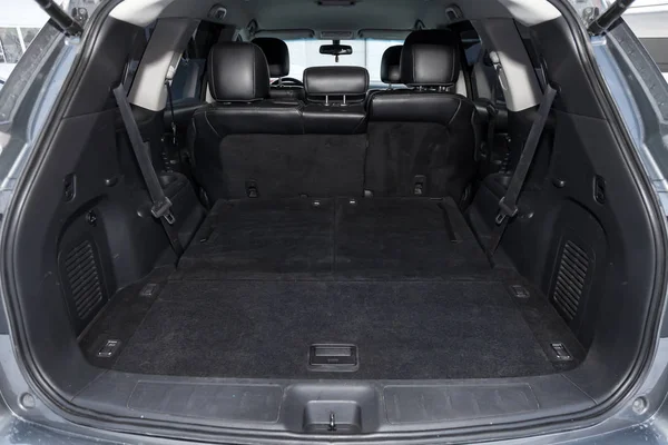 Luggage space in the body of the SUV car trunk with open rear do