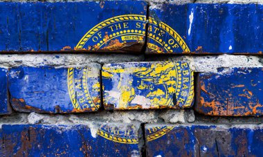 Nebraska grunge, hasarlı, çizik, eski tarz Birleşik Devletler bayrağı 