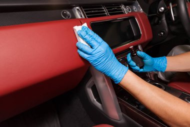 Applying a nano-ceramic coating for interior leather on the car'