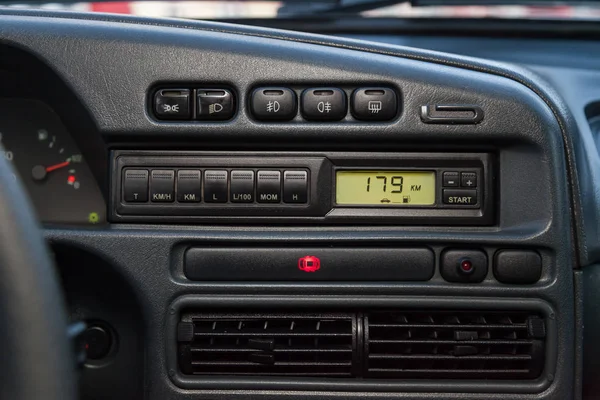 The interior of the car lada 2114 samara with a view of the dash — Stock Photo, Image