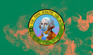 ABD eyaleti Washington Ulusal bayrağı gri s karşı