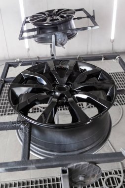 A Two black painted aluminum alloy wheel is mounted on a special