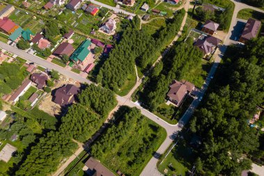 Novosibirsk 'teki yeni kalkınma mahalline hava üstü görünümü, 