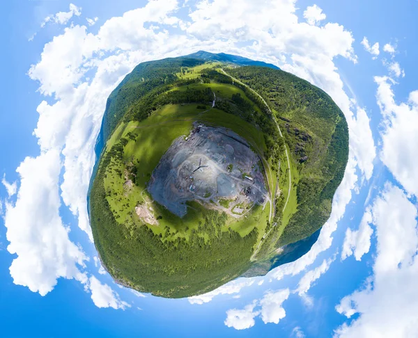 Letecký pohled 360 panoramatický pohled na povrchové těžební lomy s důvtipem — Stock fotografie