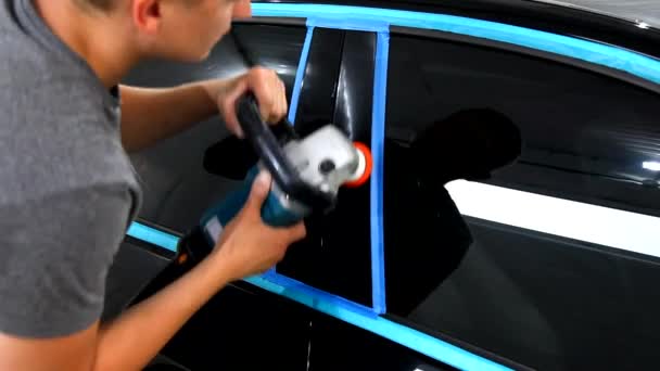 Πολτοποιητής Γυαλίζει Σώμα Του Οχήματος Ειδικό Κερί Για Προστατεύσει Αυτοκίνητο — Αρχείο Βίντεο