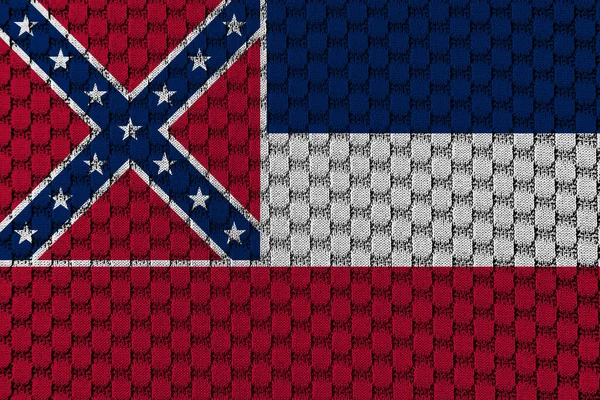 Bandera Nacional Del Estado Estadounidense Mississippi Contra Material Textil Gris —  Fotos de Stock