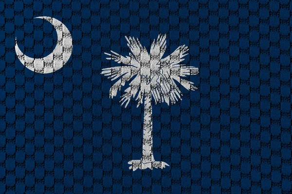 Nationale Vlag Van Staat South Carolina Tegen Een Grijs Textielmateriaal — Stockfoto