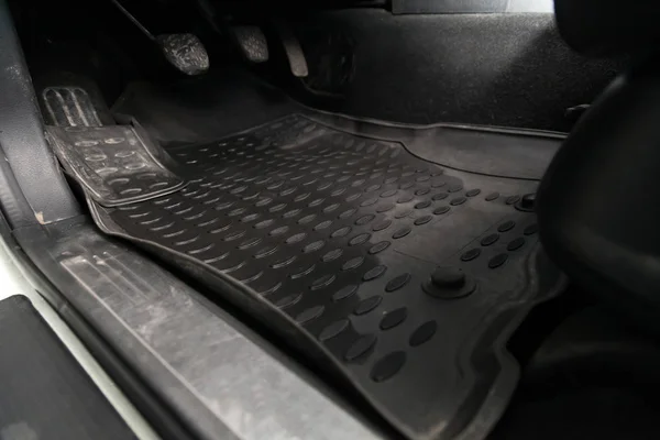 Rear Floor Mats Black Rubber Gas Pedals Brakes Workshop Detailing — Stock Photo, Image