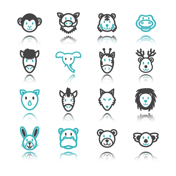 Divokých zvířat ikony s odleskem — Stockový vektor