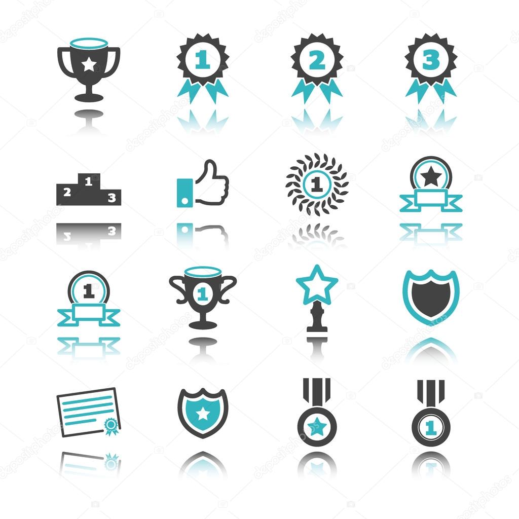 award icons with reflection