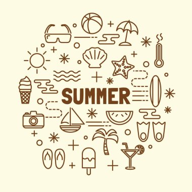 yaz en az ince çizgi Icons set